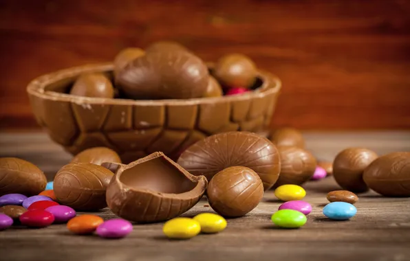Chocolate, eggs, Easter, chocolate, Easter, eggs, decoration, Happy