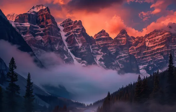 Picture forest, landscape, mountains, snow