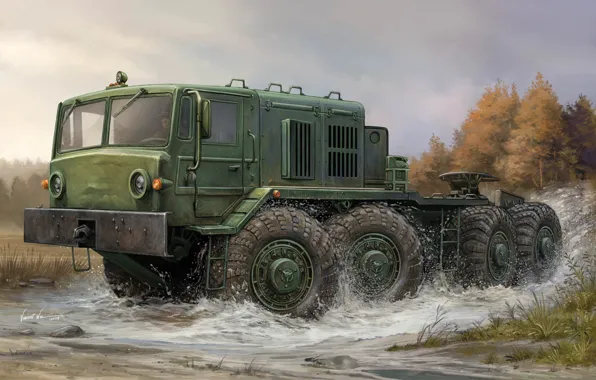 Tractor, MAZ, MAZ-537, Saddle, Four-axle