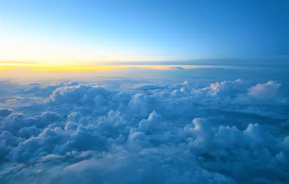 The sun, clouds, light, blue, dawn, heaven, view, height