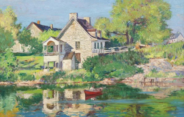 Landscape, home, picture, 1934, Robert Wakeham Pilot, Robert The Pilot, Summer on the River