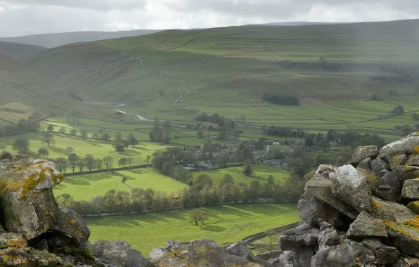 Landscape, mountains, valley