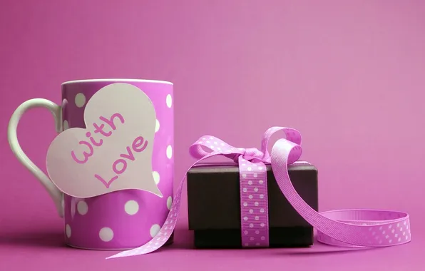 Love, gift, romance, heart, mug, love, heart, pink
