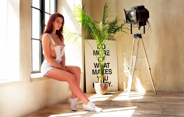 Long hair, legs, boobs, model, tattoo, women, redhead, shoes