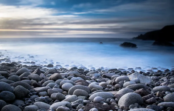 Picture sea, landscape, nature, stones, haze