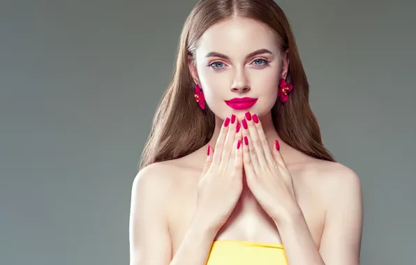 Picture look, decoration, face, hands, makeup, hairstyle, shoulders, earrings