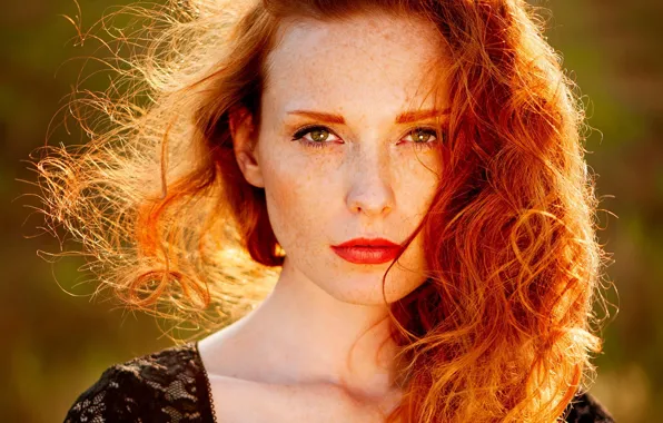 Look, girl, the sun, close-up, face, background, model, portrait