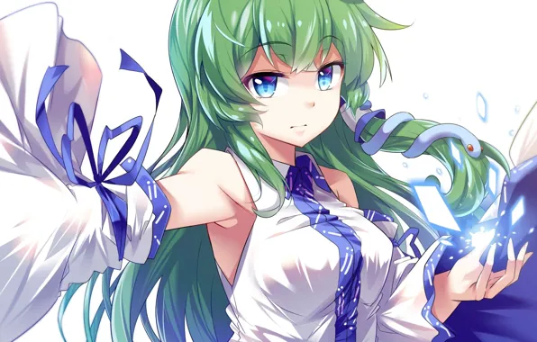Picture magic, priestess, green hair, Kochi Have Done The Art, white snake, Touhou Project, Project East