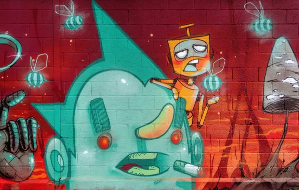 The city, wall, grafiti