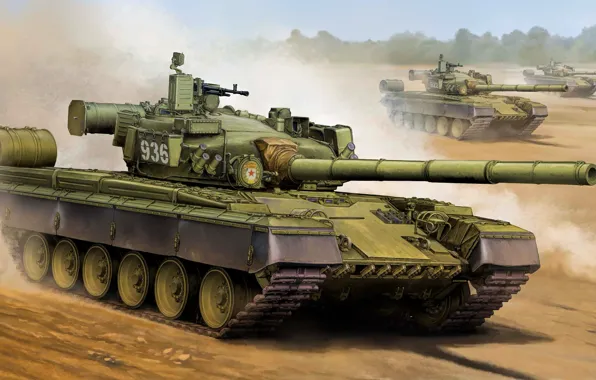 Weapon, war, art, painting, tank, T-80