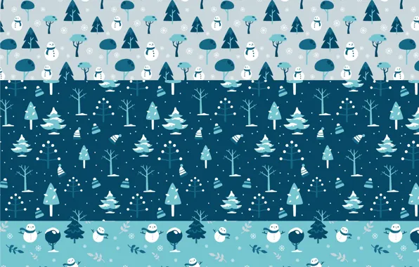 Winter, forest, background, texture, snowmen
