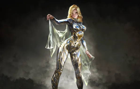 Girl, Minimalism, Figure, Blonde, Style, Girl, Costume, Art