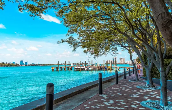 Boats, pierce, promenade, Florida, Miami Beach, Miami Beach, West Avenue