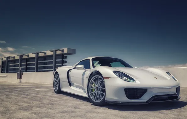 Picture white, porsche, 918, parking