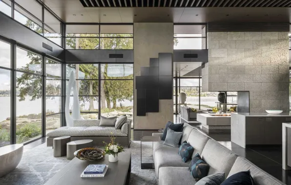 Design, style, interior, fireplace, USA, United States, living room, modern residence