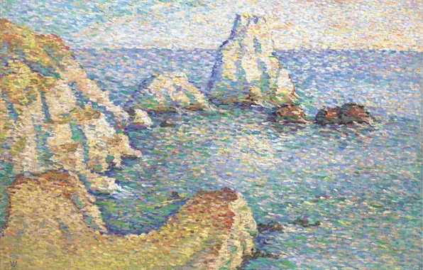 Landscape, picture, ROCKS, 1909, pointillism, Willie Slabach, Willy Schlobach