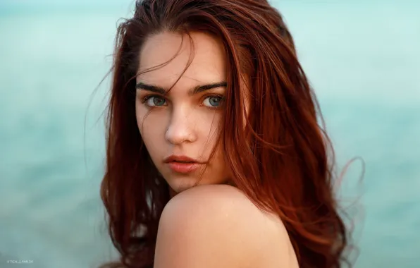 Picture girl, photographer, blue eyes, model, redhead, Denis Lankin