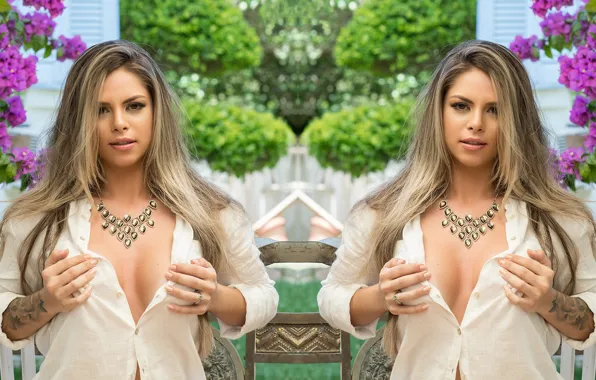 Sexy, blouse, boobs, erotic, blonde, breasts