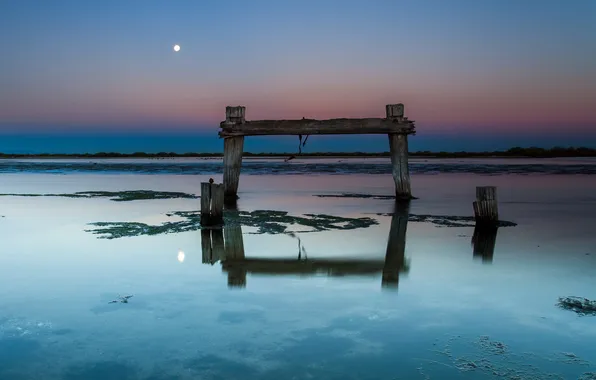 Picture sea, landscape, night, support