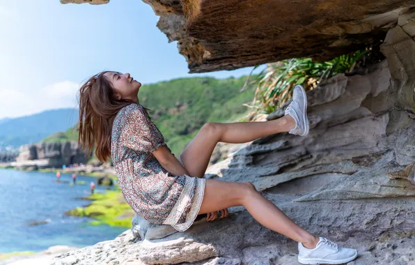 Girl, dress, legs, Asian