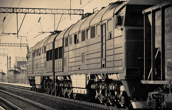 Picture retro, rails, Train, locomotive