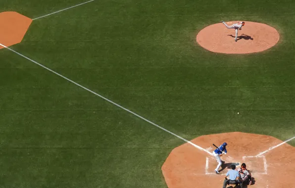 Grass, lawn, sport, baseball, athlete, the view from the top, players, bit