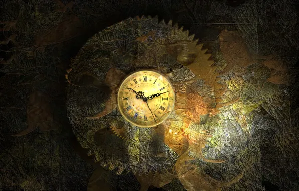 Time, arrows, the dark background, vintage watch