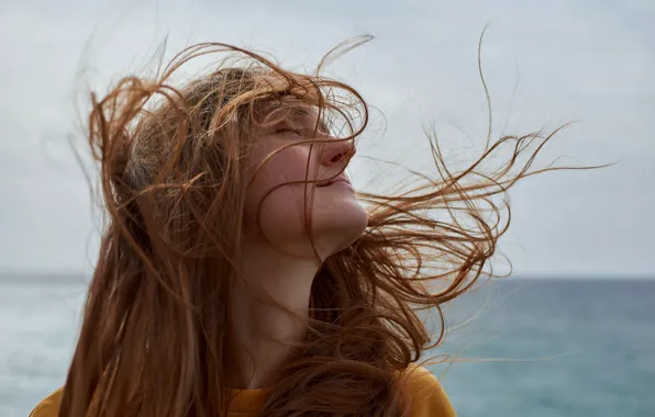 Picture the wind, hair, red, Sergey Papirenko