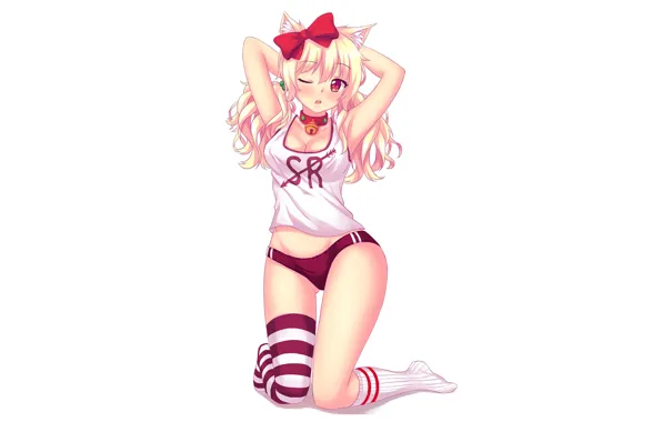 Girl, sexy, cleavage, thighhighs, long hair, boobs, anime, beautiful