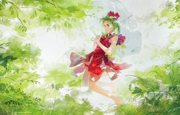 Grass, umbrella, green hair, touhou, art, Kagiyama Hina, Touhou Project, Project East