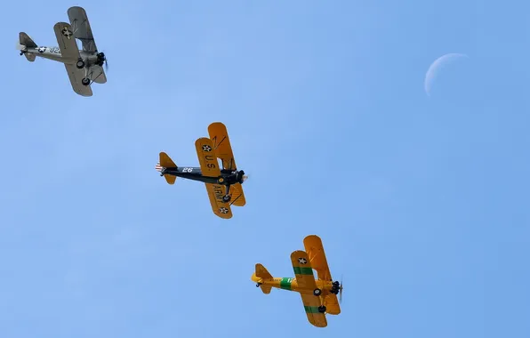 The sky, aircraft, boeing pt17 stearman