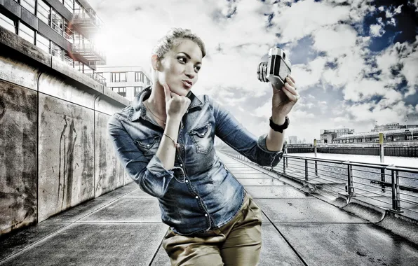 Picture girl, background, HDR, the camera, selfie