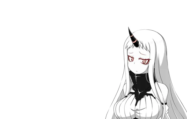Chest, girl, the game, anime, blonde, red eyes, horn, Kantai Collection