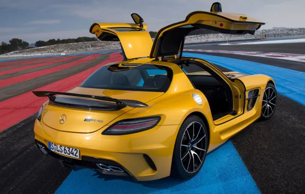 Yellow, Mercedes-Benz, door, Mercedes, rear view, AMG, SLS, Black Series