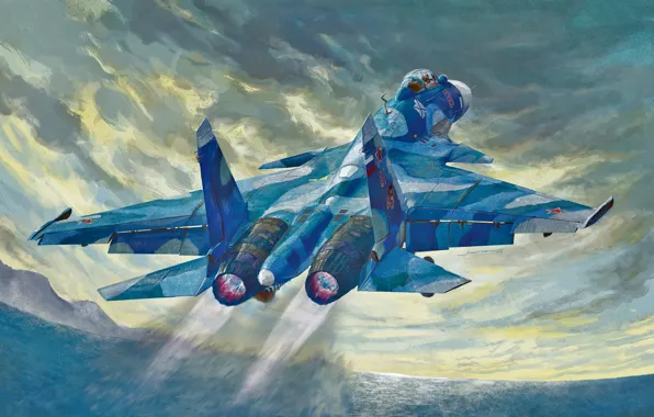 Picture art, airplane, aviation, jet, SU33