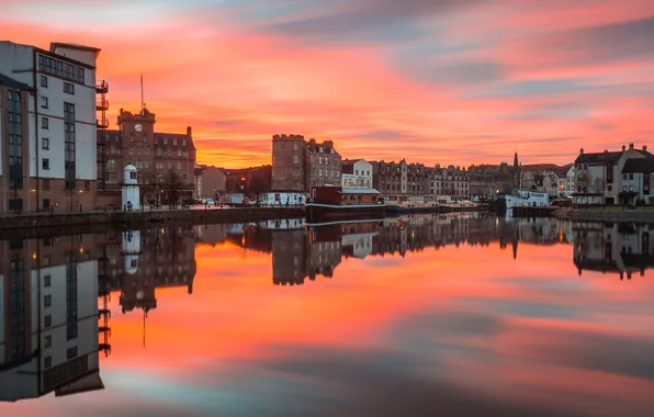 Picture the sky, water, clouds, landscape, home, glow, harbour