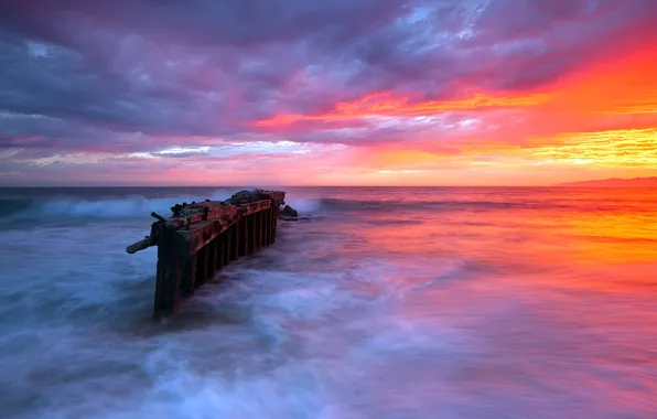 Sea, landscape, sunset, nature, support