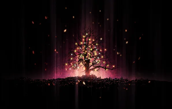 Lights, tree, holiday