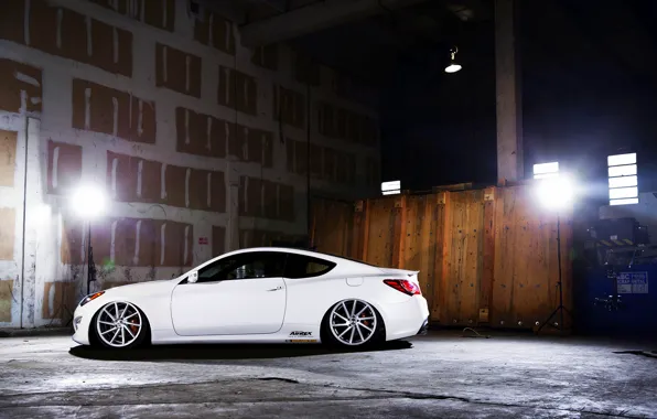 White, side, Hyundai, vossen, Genesis, 3.8