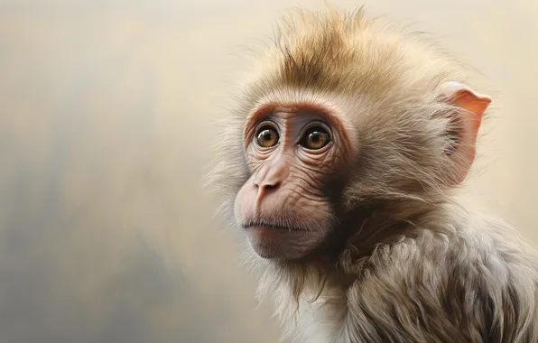 Portrait, monkey, painting, face, cub, monkey, monkey, AI art