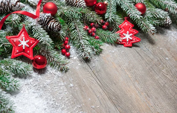 Snow, decoration, tree, New Year, Christmas, happy, Christmas, wood