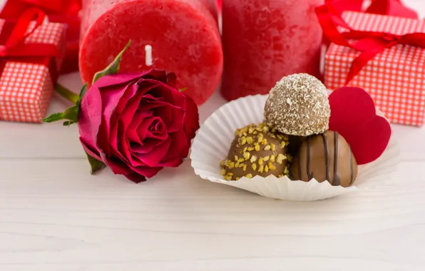 Picture love, gift, roses, candles, candy, red, red, love