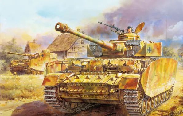 Picture Figure, Tank, A IV, German, Panzerkampfwagen IV, Tank weapon, 75-mm KwK.40, Average