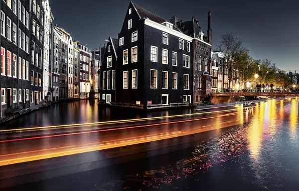 City, Amsterdam, night shot