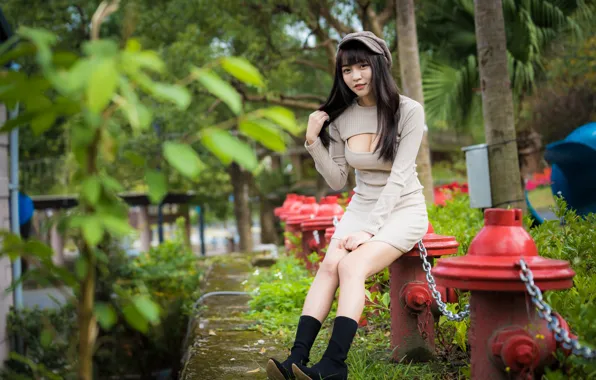 Look, dress, cap, legs, Asian