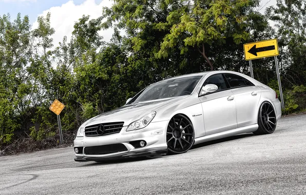 Trees, signs, Mercedes, casting