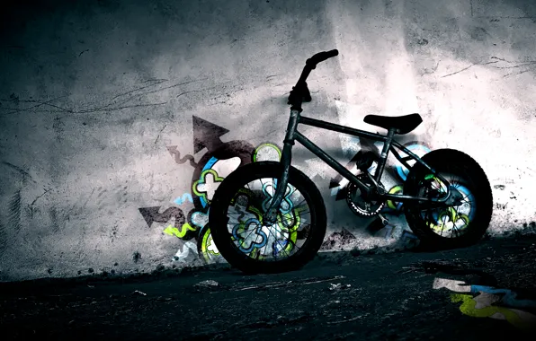 Picture bike, wall, graffiti, BMX