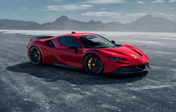 Ferrari, Red, Mountain, Side, Road, Novitec, Ferrari SF90, Ferrari SF90 Road