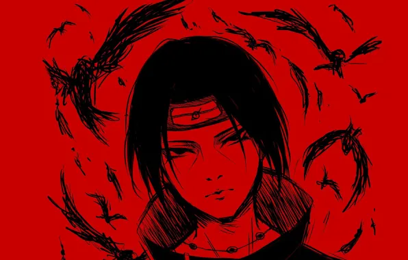 Birds, art, guy, Naruto, Naruto, illusion, Itachi Uchiha