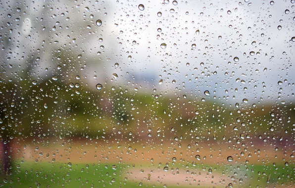 Glass, water, drops, macro, Rain
